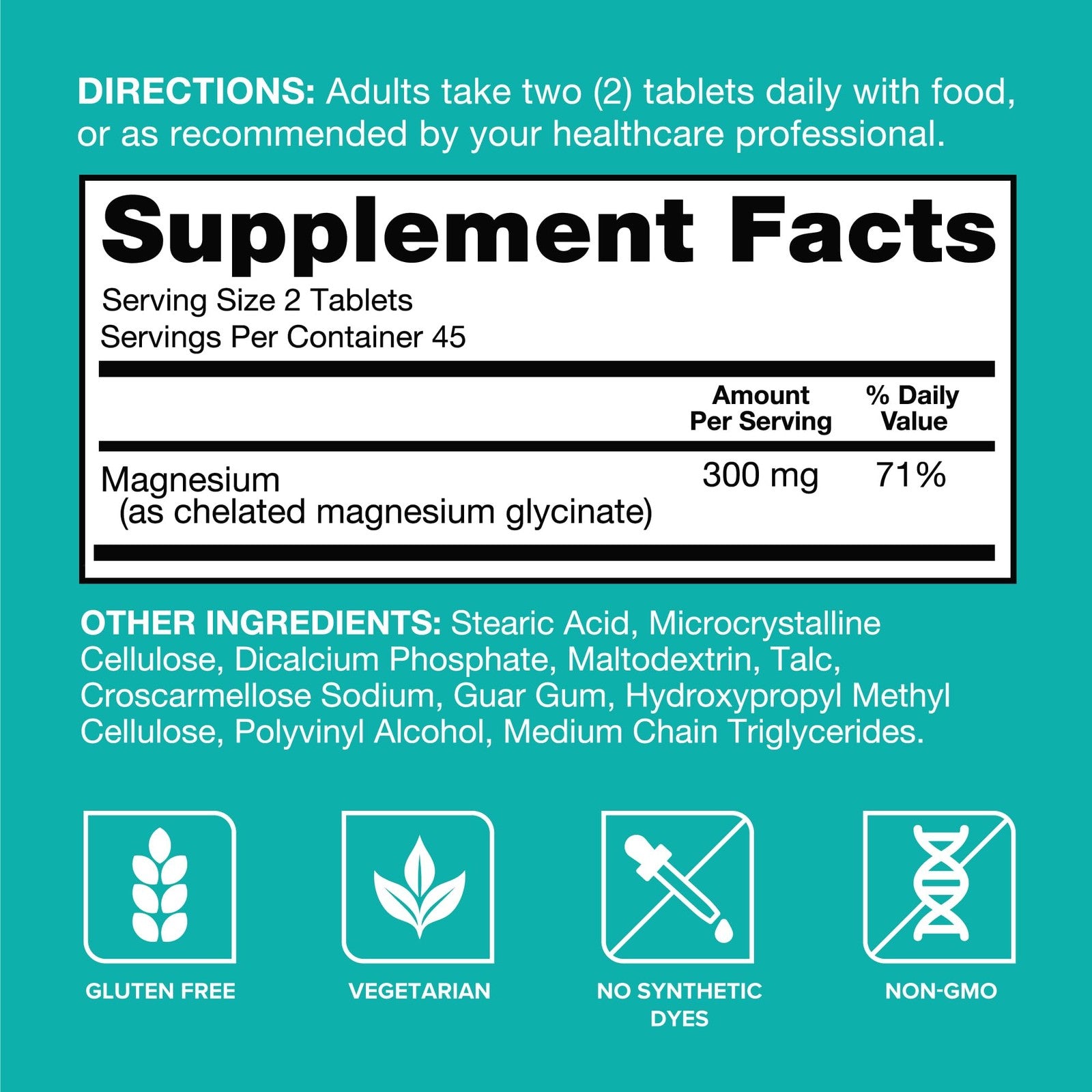 Magnesium Glycinate 300Mg, 100% Glycinate Chelated Magnesium Supplement, 90Ct...