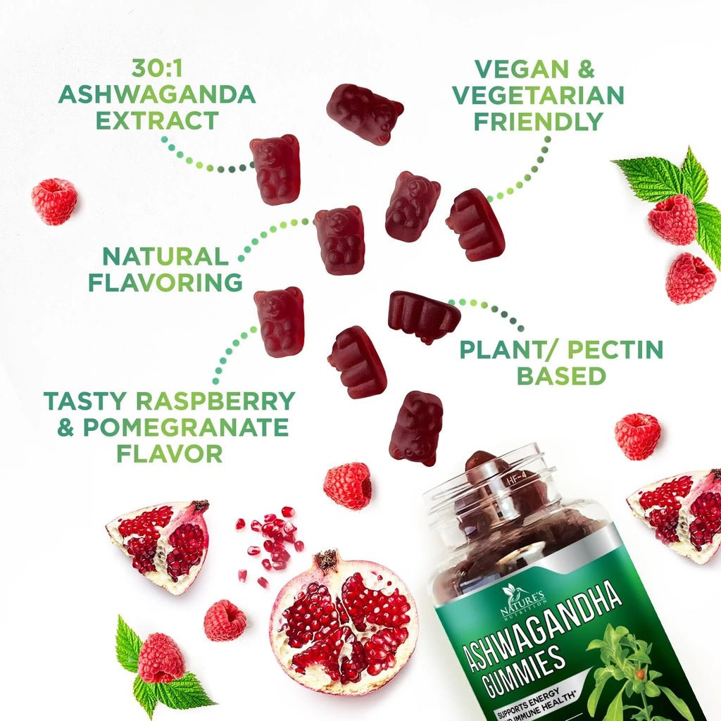 Ashwagandha Gummies 30:1 Extract from 3000Mg - Vegan, Plant Based, Non-Gmo, Gluten-Free & Gelatin Free, Ashwagandha Supplement for Women & Men, Natural Calm, Relaxation, & Immune Support, 60 Gummies
